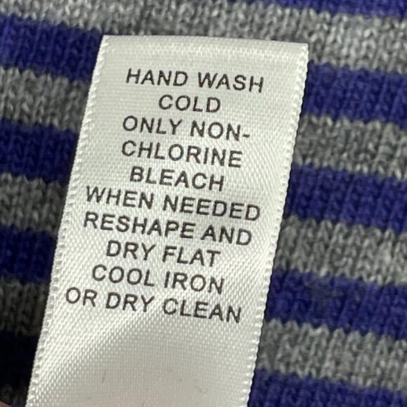 Banana Republic Luxury Cashmere Blend Striped Sweater L | Blue Gray Crewneck - Picture 13 of 14